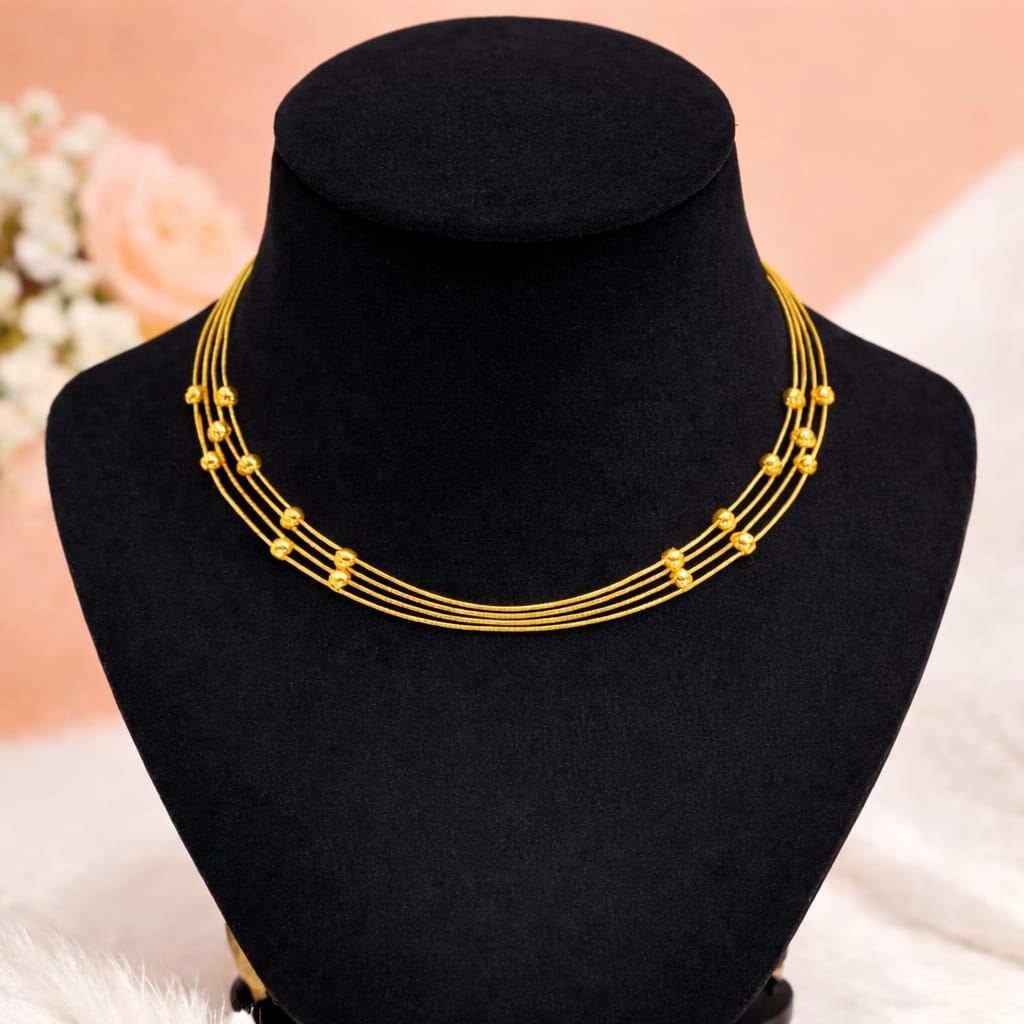Gold-Tone Beaded Hasli Style 4-Layer Necklace