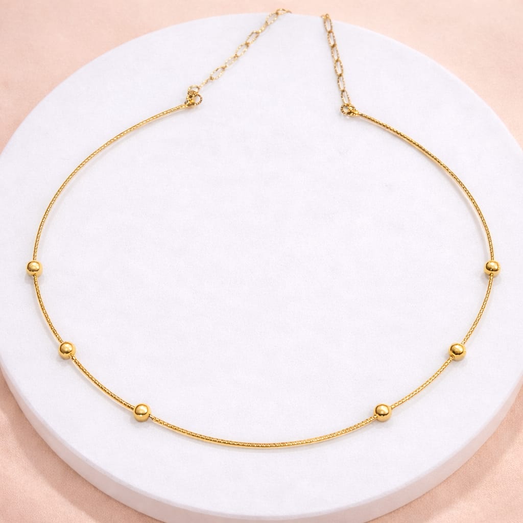 Gold-Tone Minimal Beaded Hasli Necklace