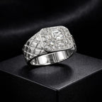 Luxury Silver Crystal Square Statement Ring