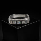 Elegant Silver Square-Cut Crystal Band Ring