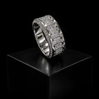 Luxury Silver Multi-Row Crystal Studded Band Ring