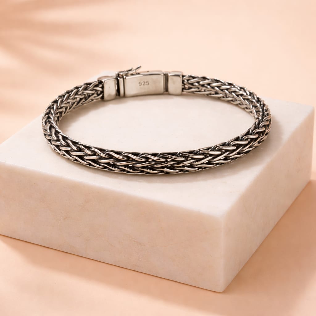 Classic Silver Braided Chain Bracelet