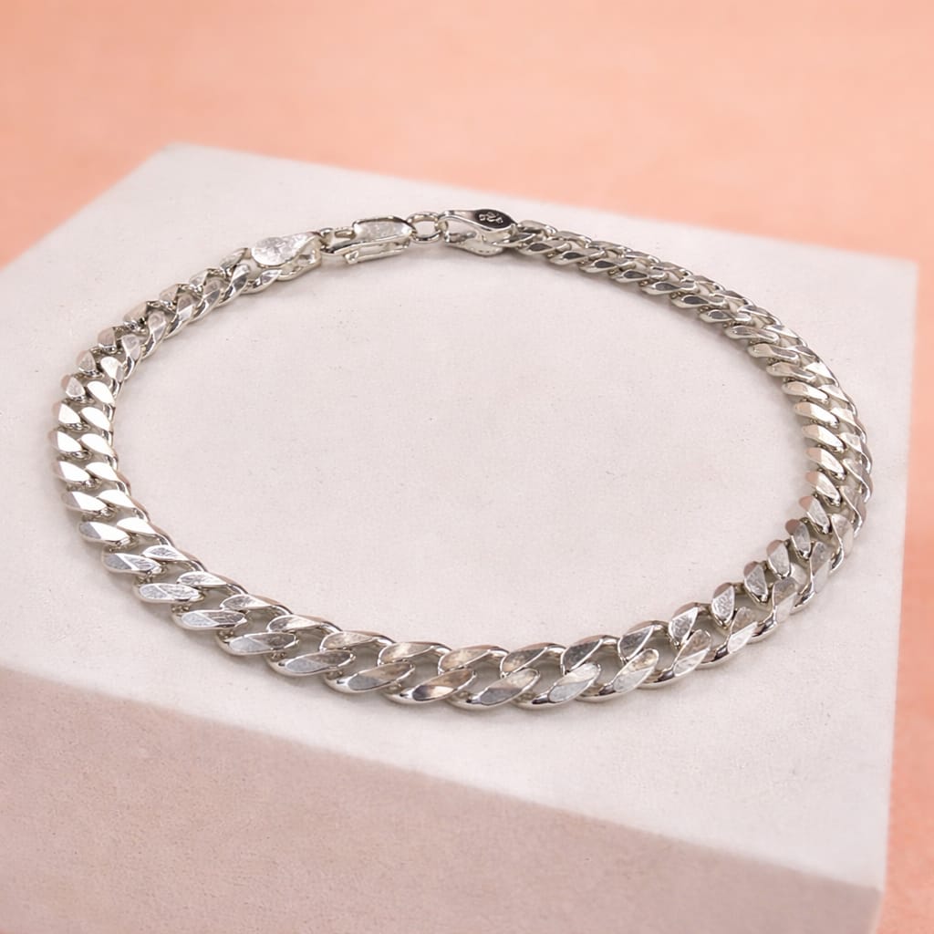 Classic Silver Cuban Link Chain Bracelet