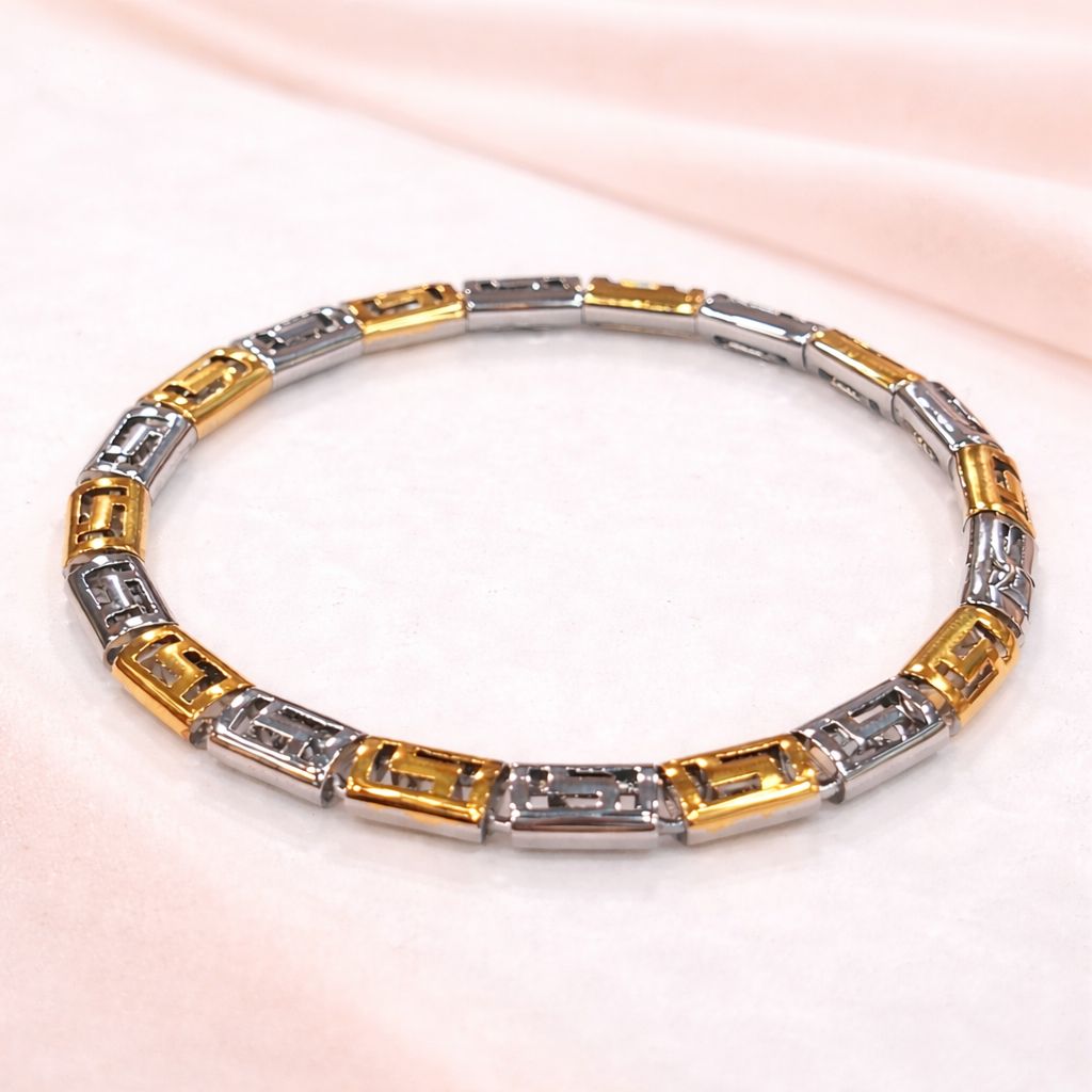 Dual Tone Geometric Link Bracelet