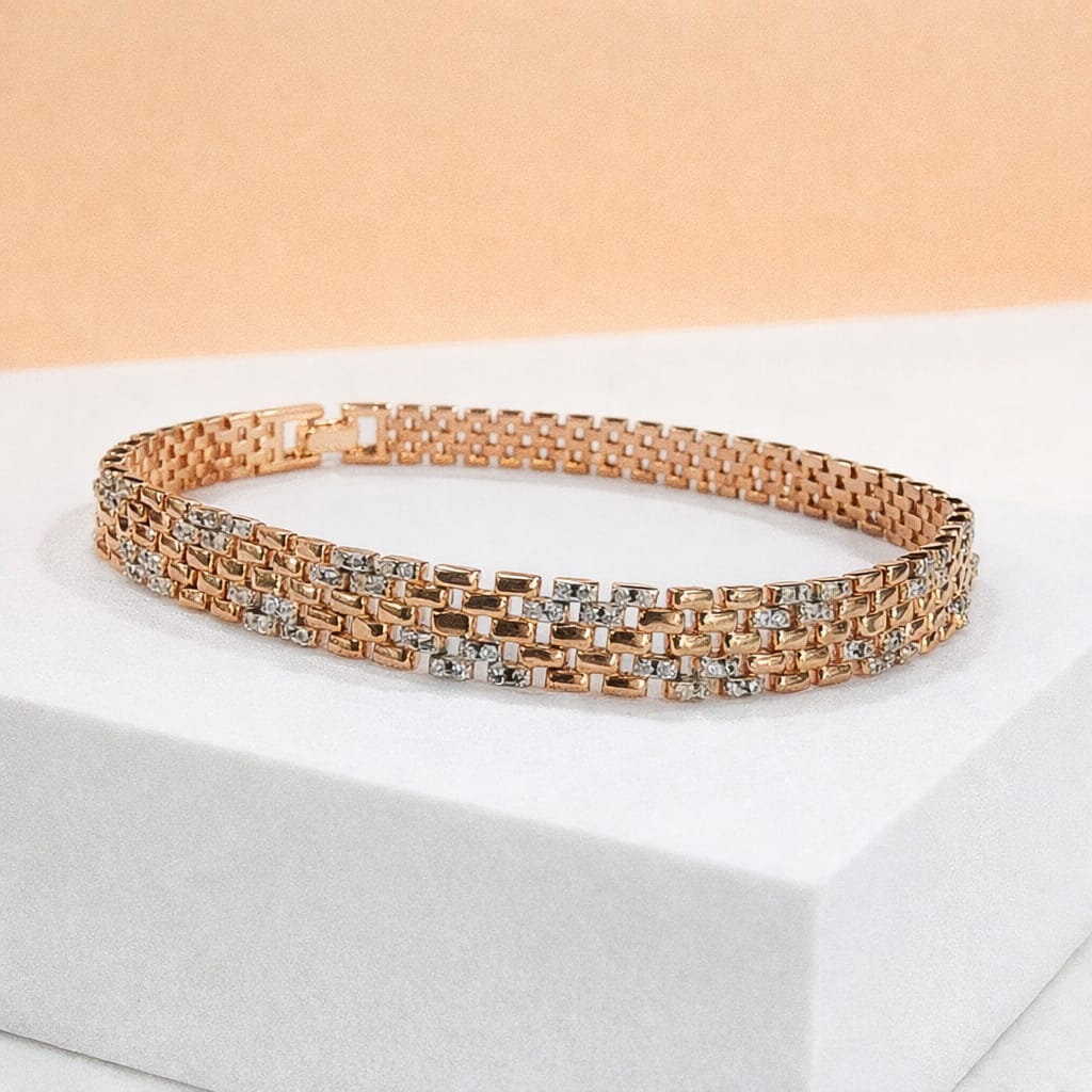 Rose Gold Crystal Weave Bracelet