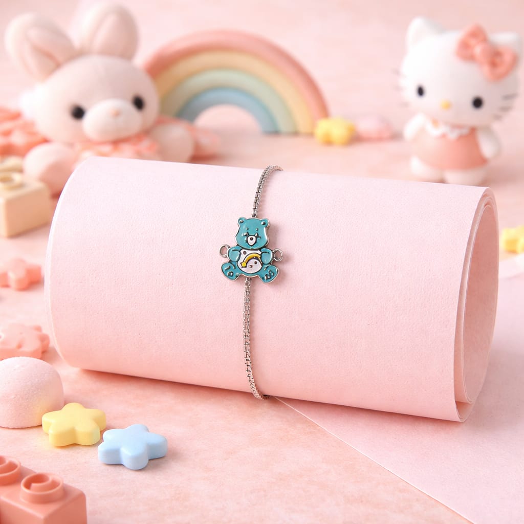Silver Teddy Bear Cartoon Kids Bracelet