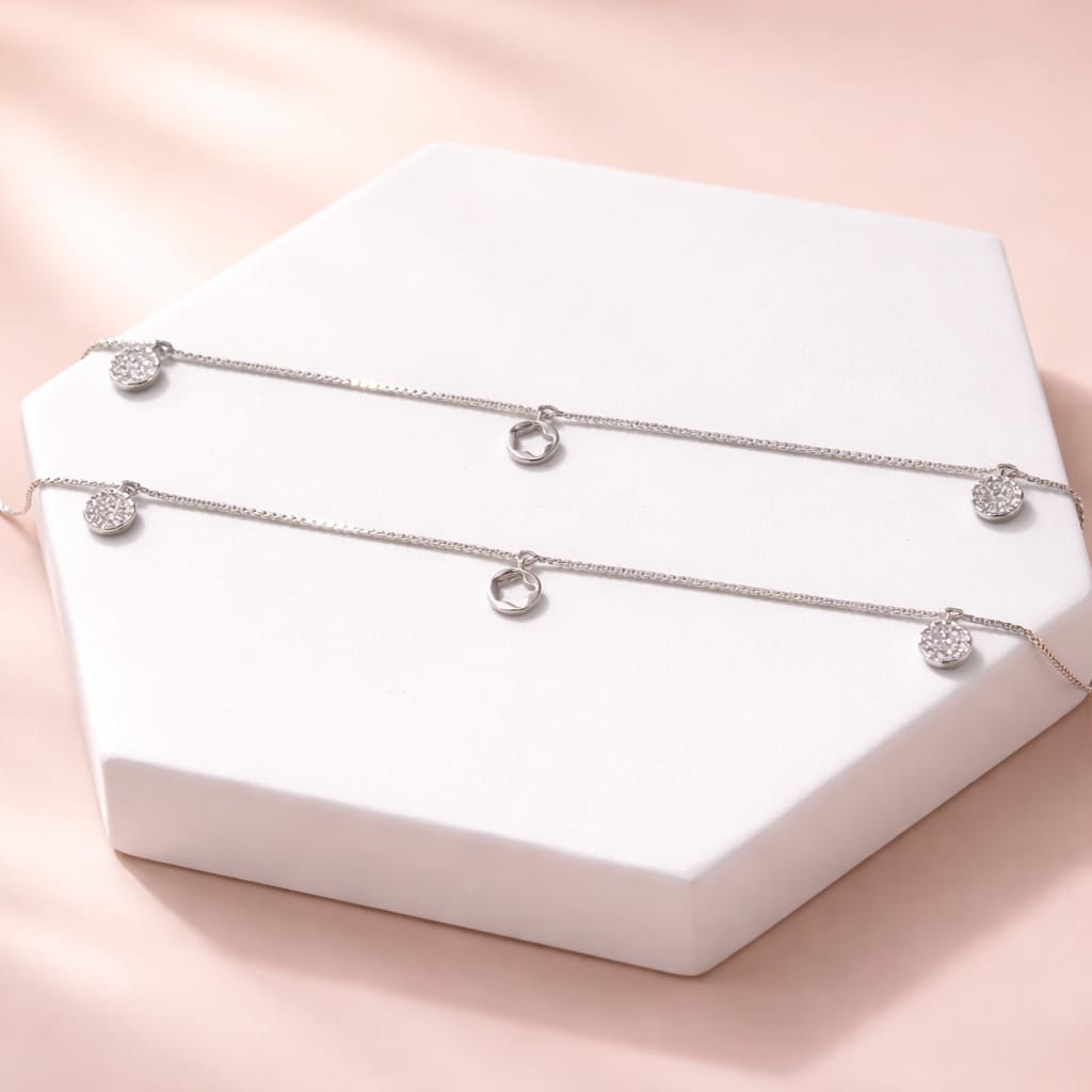 Minimal Silver Charm Anklet