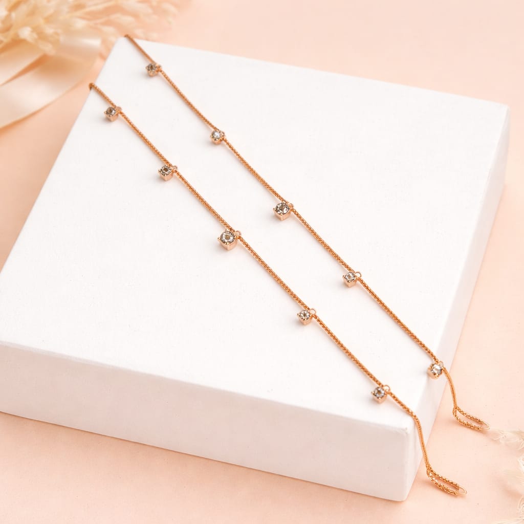 Rose Gold Square Crystal Anklet