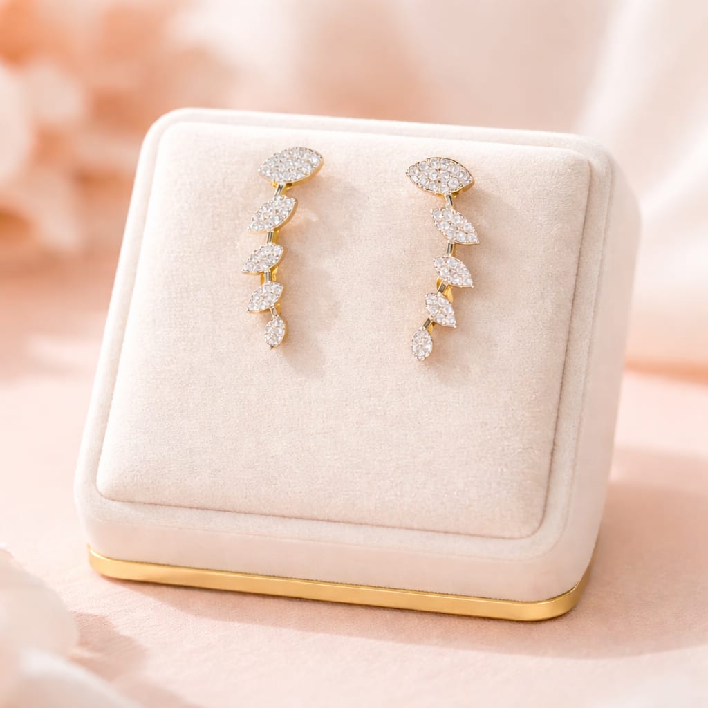 Gold CZ Floral Vine Earcuff