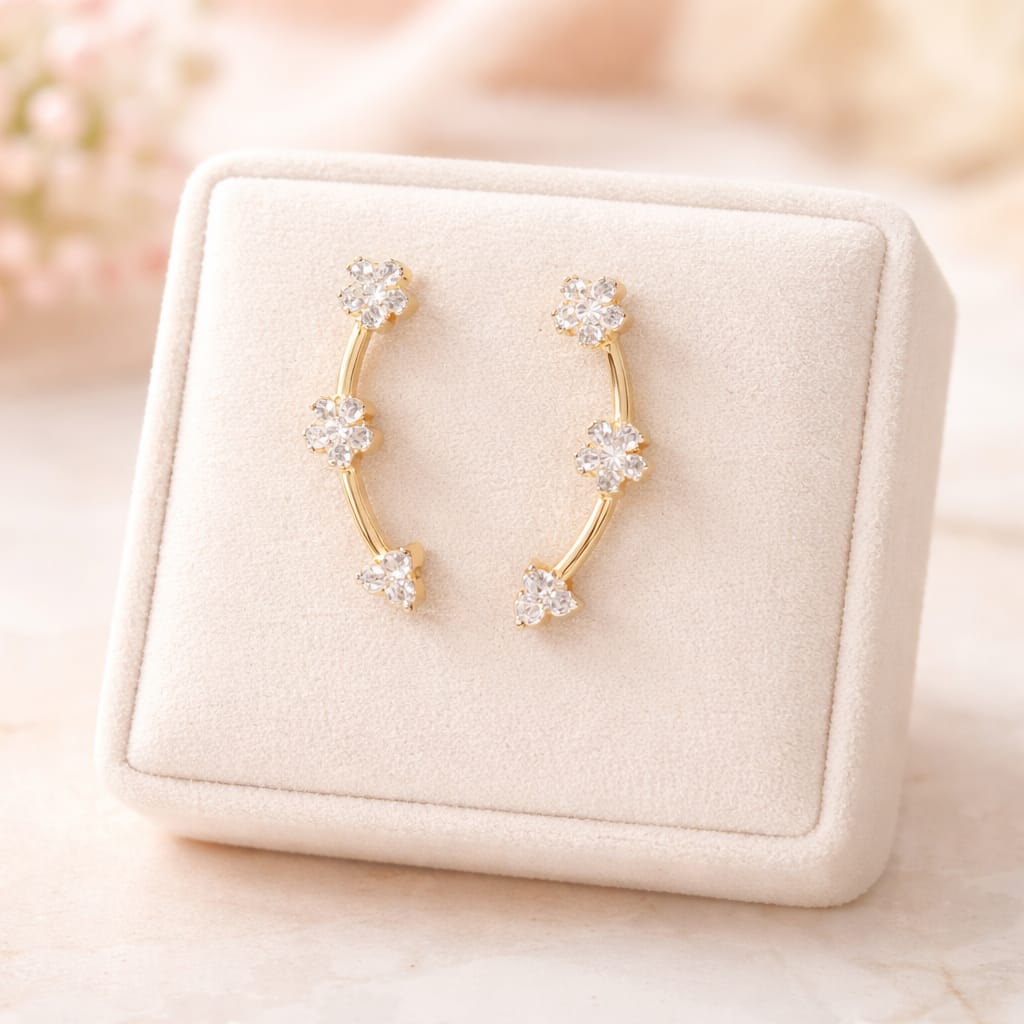 Gold Floral CZ Earcuff