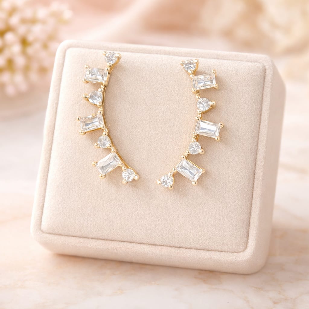 Gold Geometric CZ Earcuff