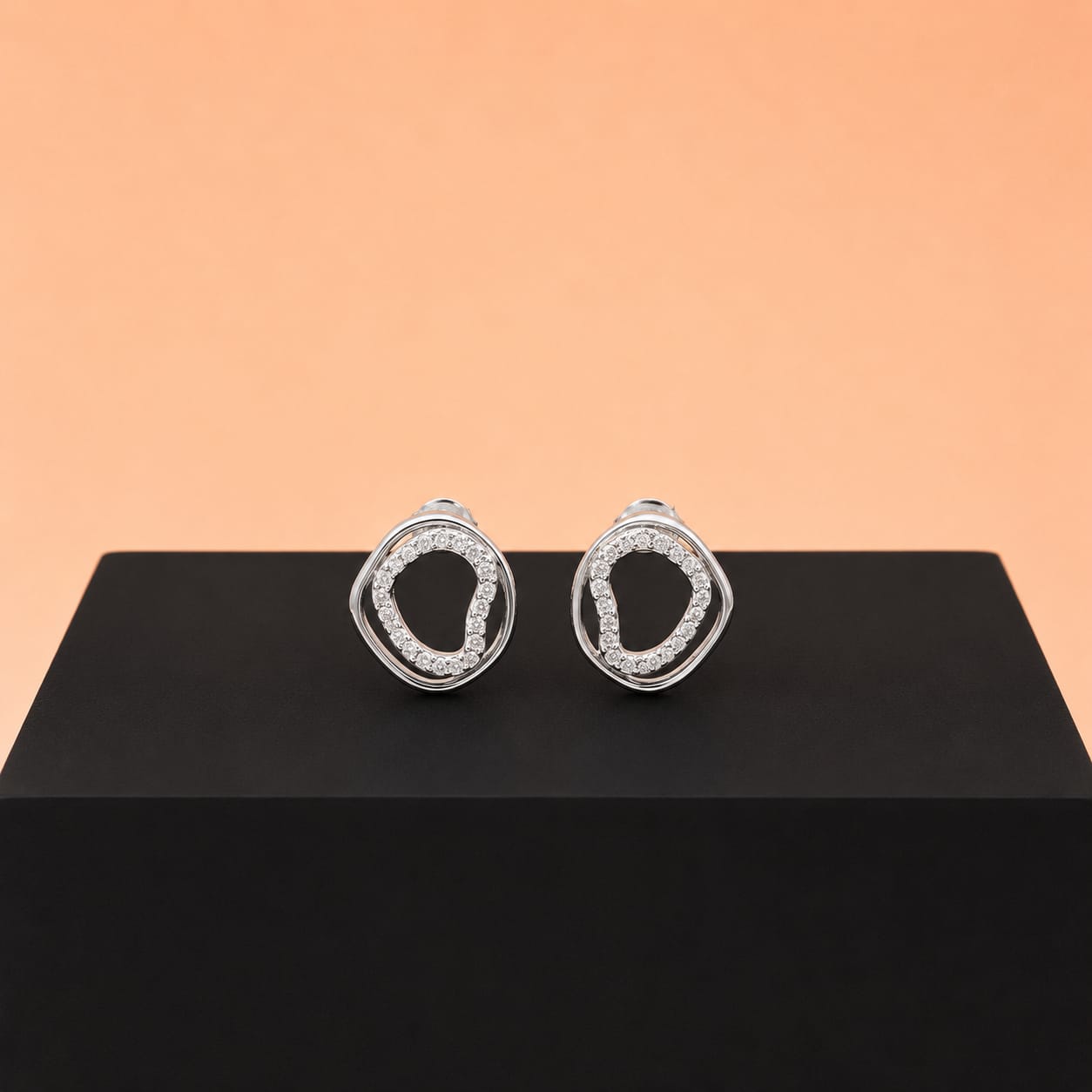 Organic Loop CZ Stud Earrings in 925 Sterling Silver