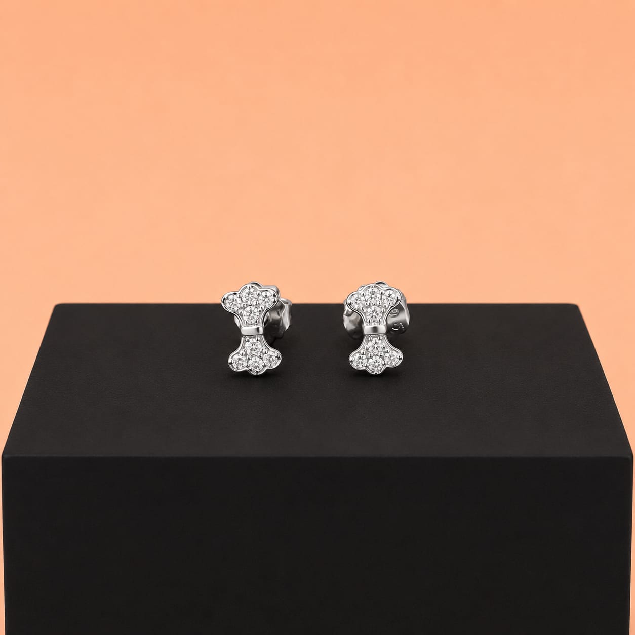 Sparkling Bow Knot Stud Earrings in 925 Sterling Silver