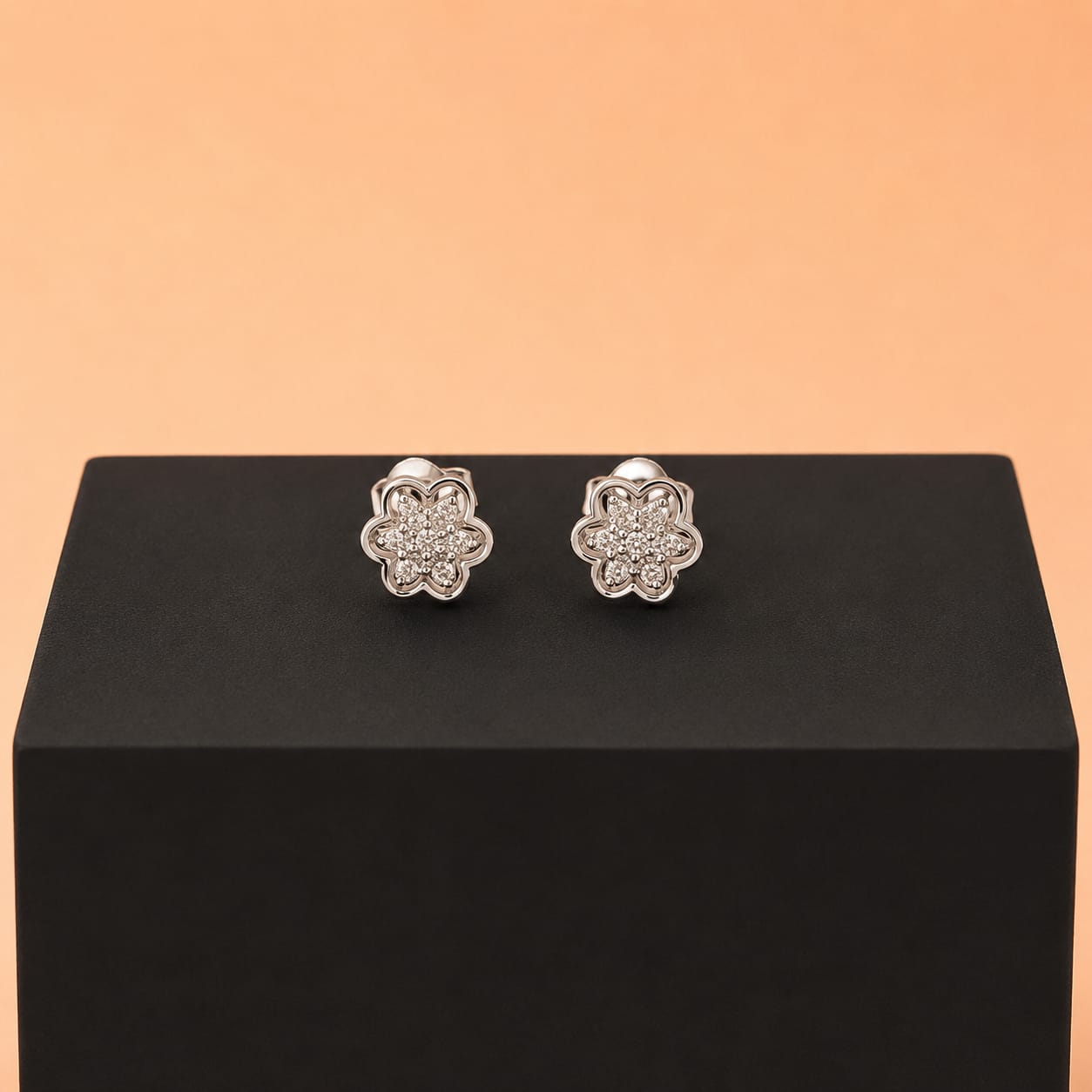 Elegant Floral Cluster Stud Earrings in 925 Sterling Silver