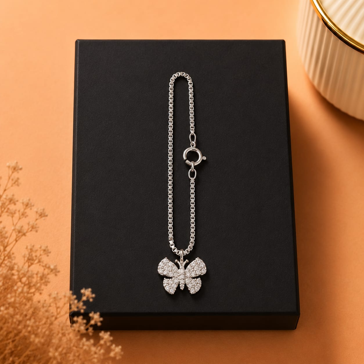 Sparkling Butterfly Elegance Watch Charm