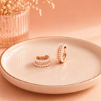Pearl & CZ Kids Hoop Earrings in Rose Gold