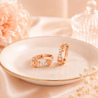 Chain Link CZ Kids Hoop Earrings in Rose Gold
