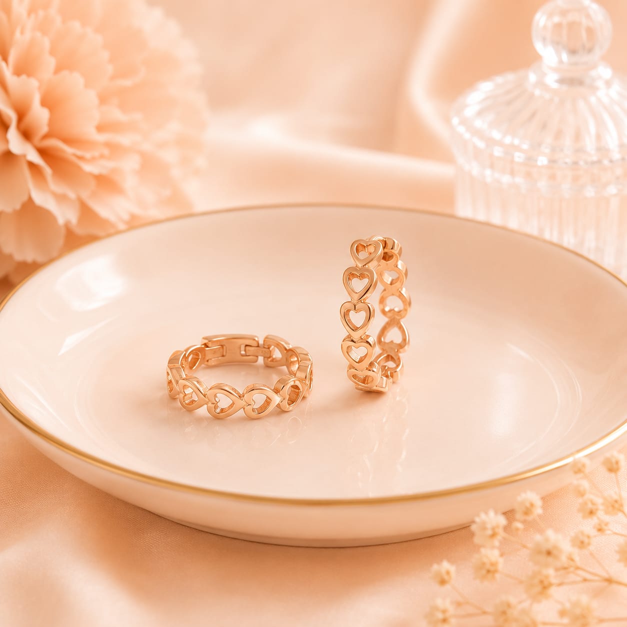 Open Heart Link Kids Hoop Earrings in Rose Gold