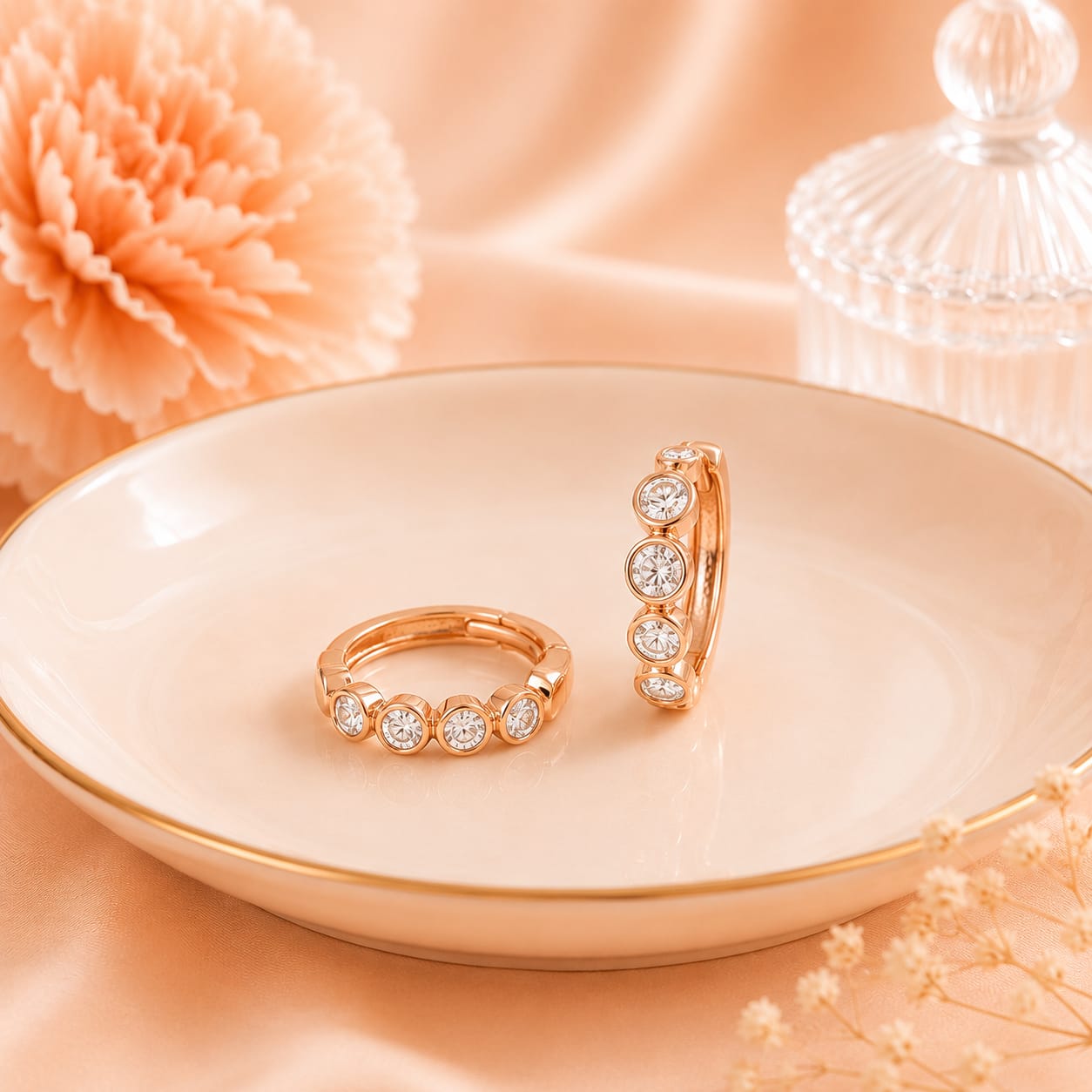 Classic Four Stone Kids Stud Earrings in Rose Gold