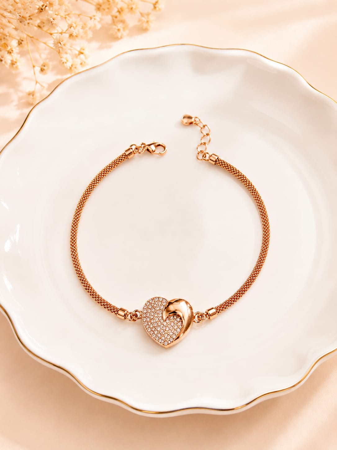Luxe Dual Tone Heart Bracelet