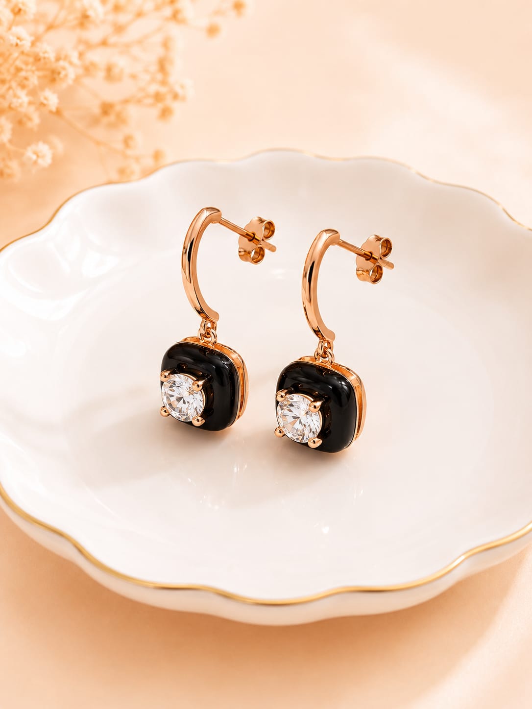 Midnight Solitaire Drop Earrings