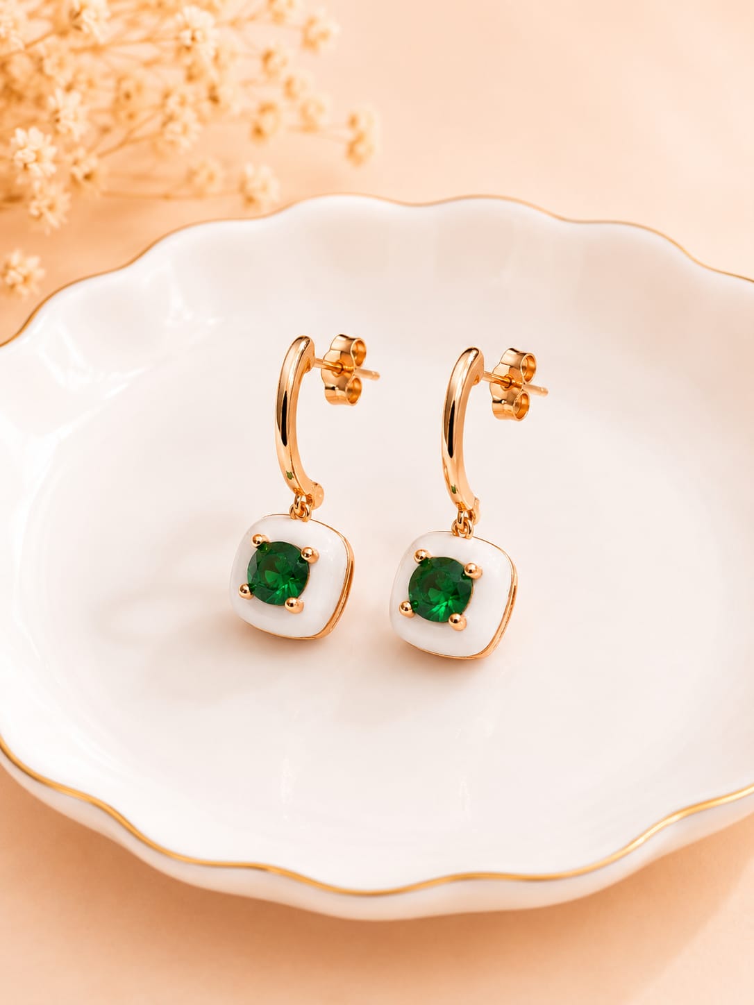 Emerald Glow Drop Earrings