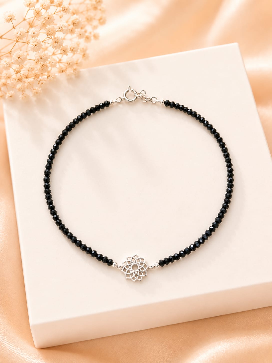 Black Nazar Silver Mandala Charm Anklet