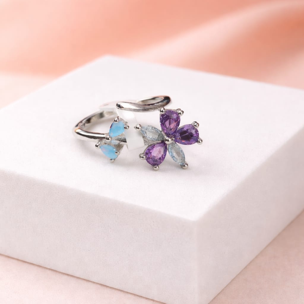 Multicolor Floral Adjustable Ring for Women