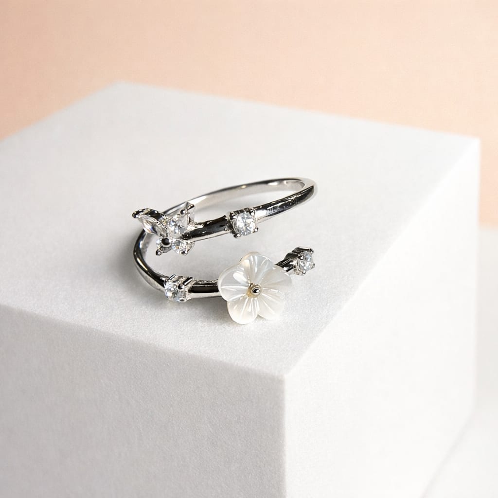 Butterfly & Floral Adjustable Ring for Women