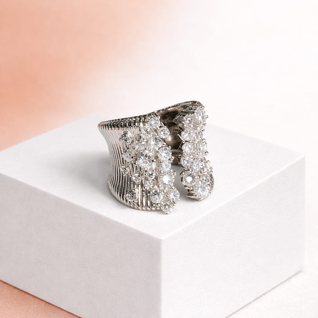 Statement Ring with Cluster Cubic Zirconia Stones