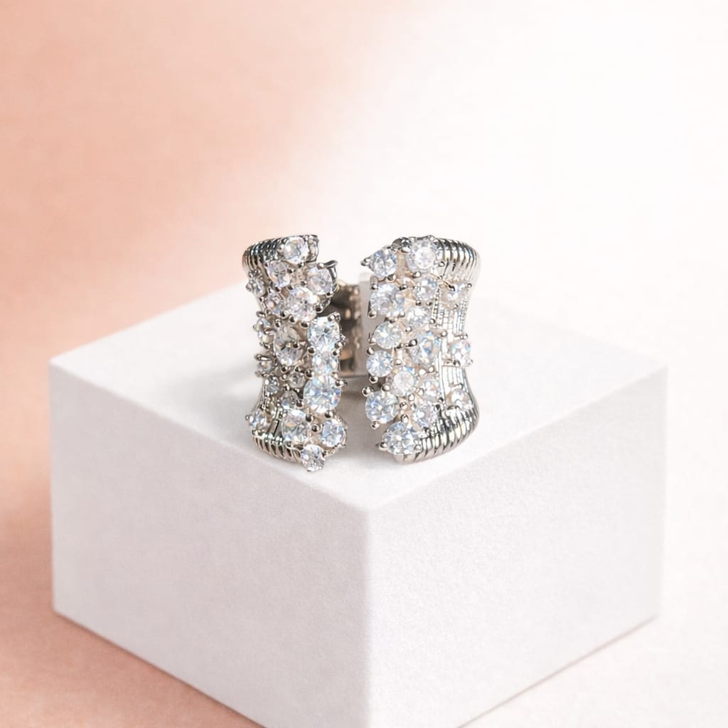 Statement Ring with Cluster Cubic Zirconia Stones