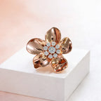 Floral Statement Ring with Crystal Center