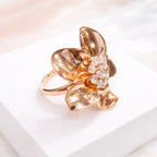 Floral Statement Ring with Crystal Center