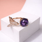 Hummingbird Statement Ring with Purple Crystal Stone