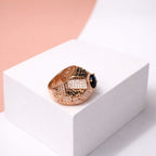 Geometric Statement Ring with Blue Crystal Center