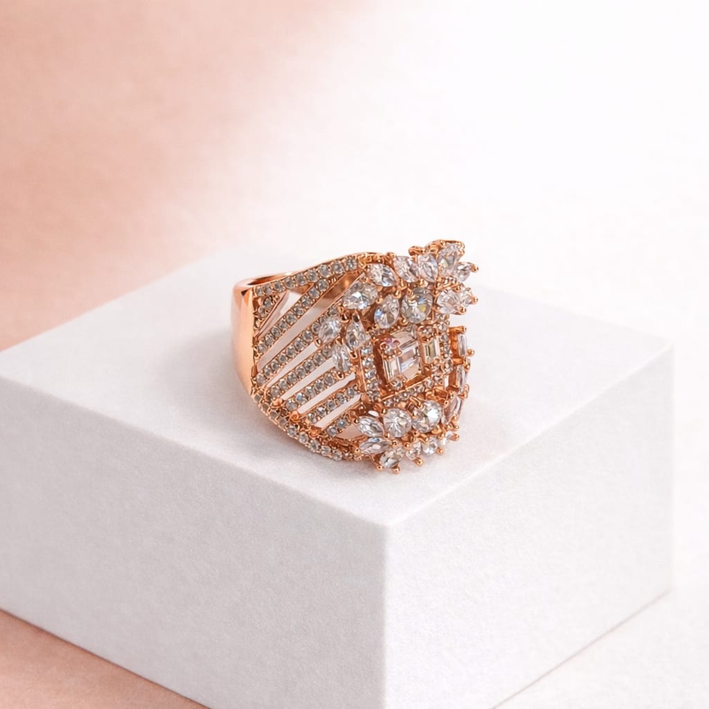 Floral Crystal Statement Ring