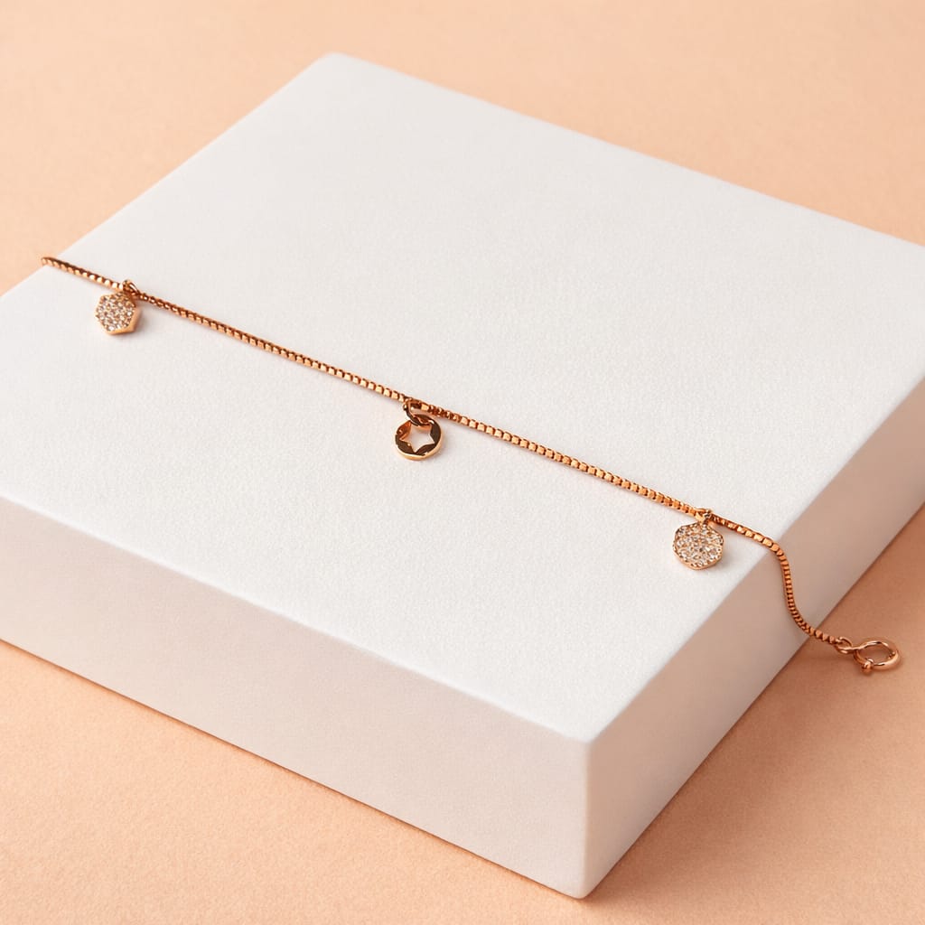 Rose Gold-Plated Minimal Charm Crystal Bracelet