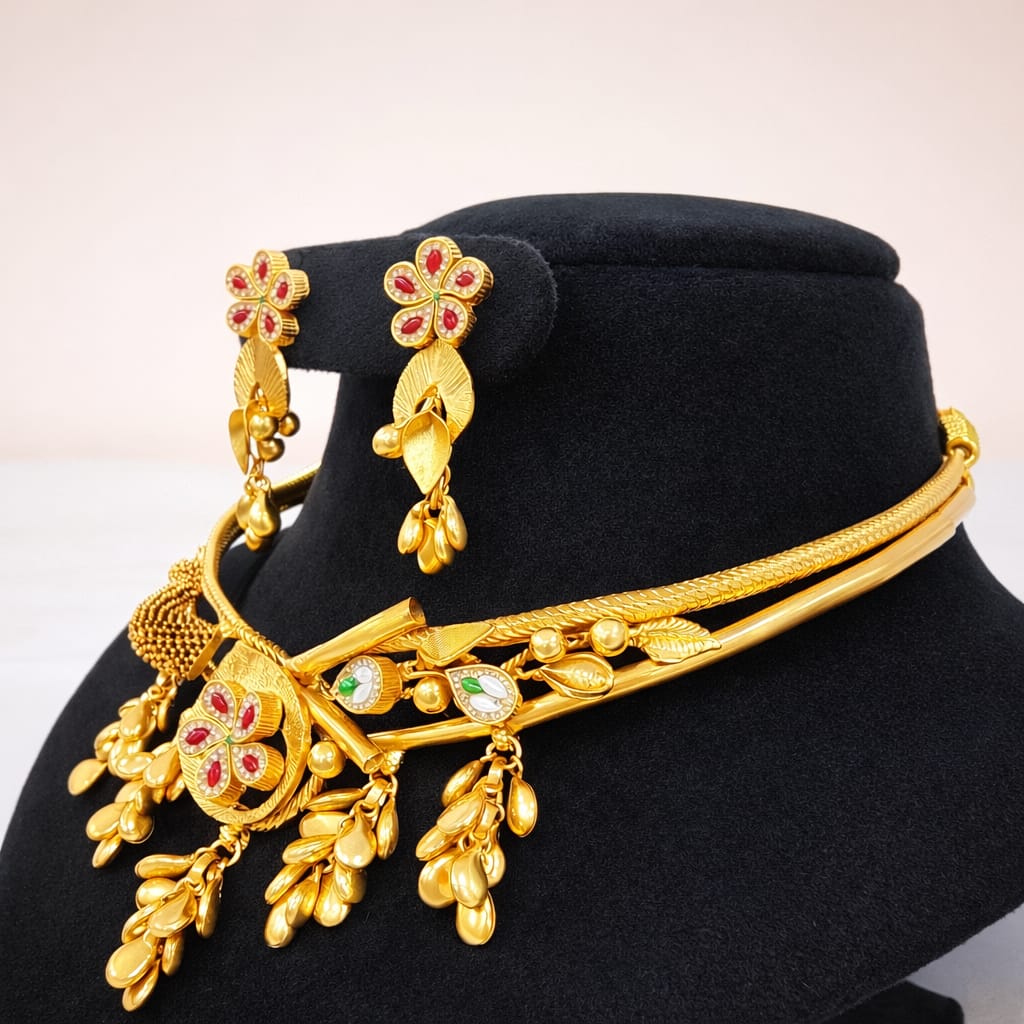 Gold-Tone Traditional Peacock Design Necklace Set