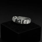 Elegant Silver Crystal Studded Geometric Band Ring