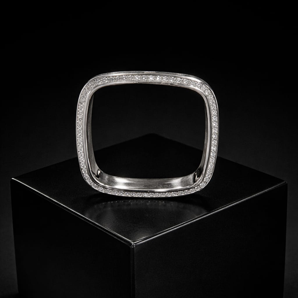 Elegant Silver Square-Cut Crystal Band Ring