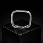 Elegant Silver Square-Cut Crystal Band Ring