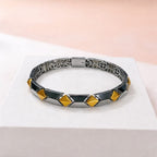 Modern Two-Tone Geometric Link Bracelet