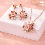MOP Rose Gold Floral Pendant Set