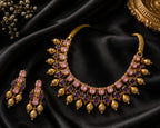 Royal Amethyst Gold Statement Necklace Set