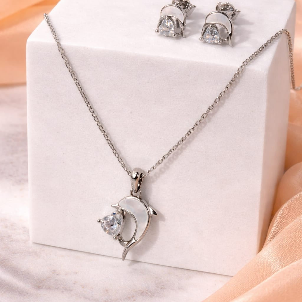 Silver Dolphin Pendant  Set