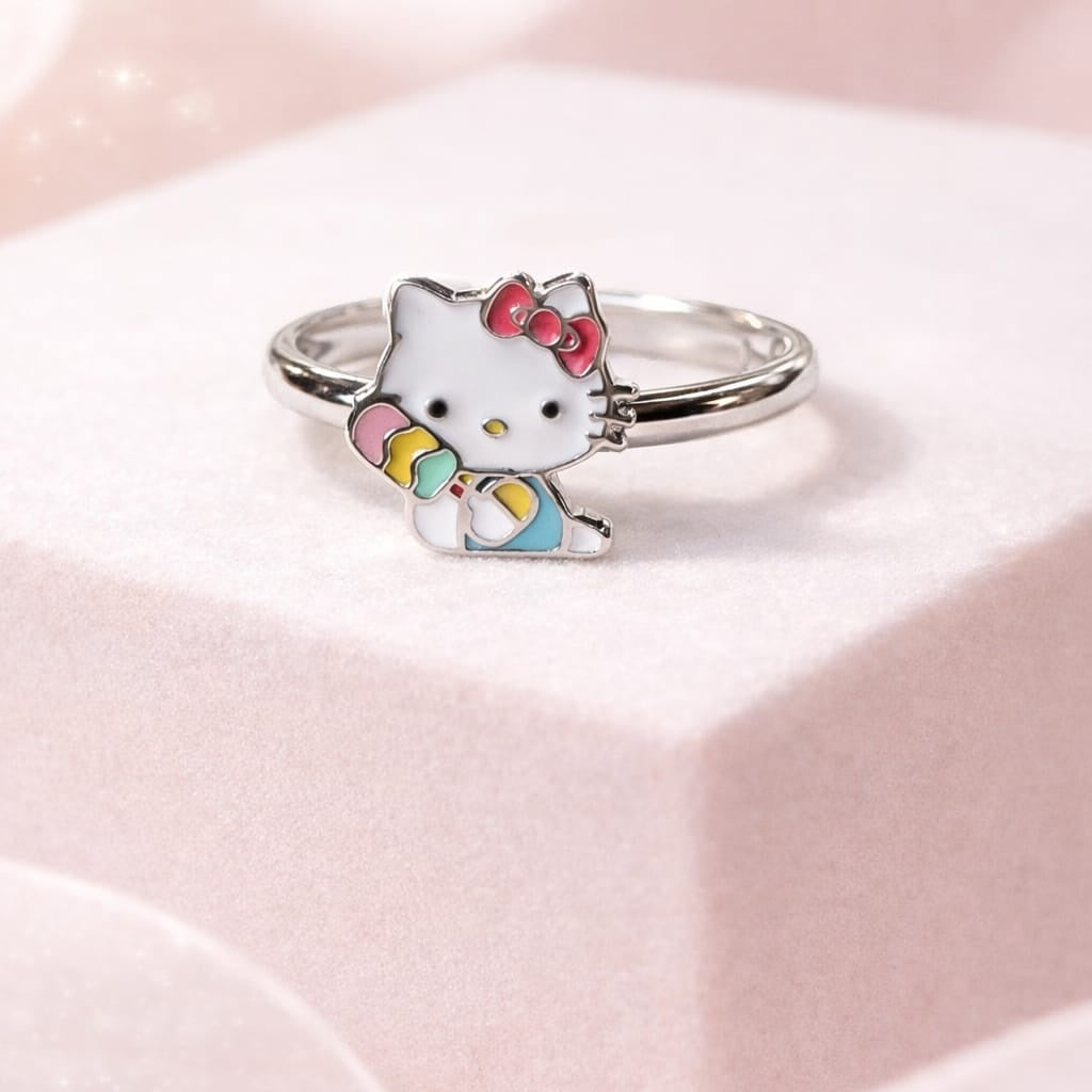 Cute Kitty Cartoon Kids Adjustable Ring