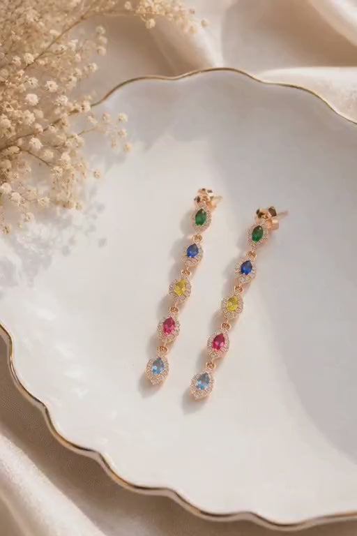 Multicolor Gemstone Drop Earrings